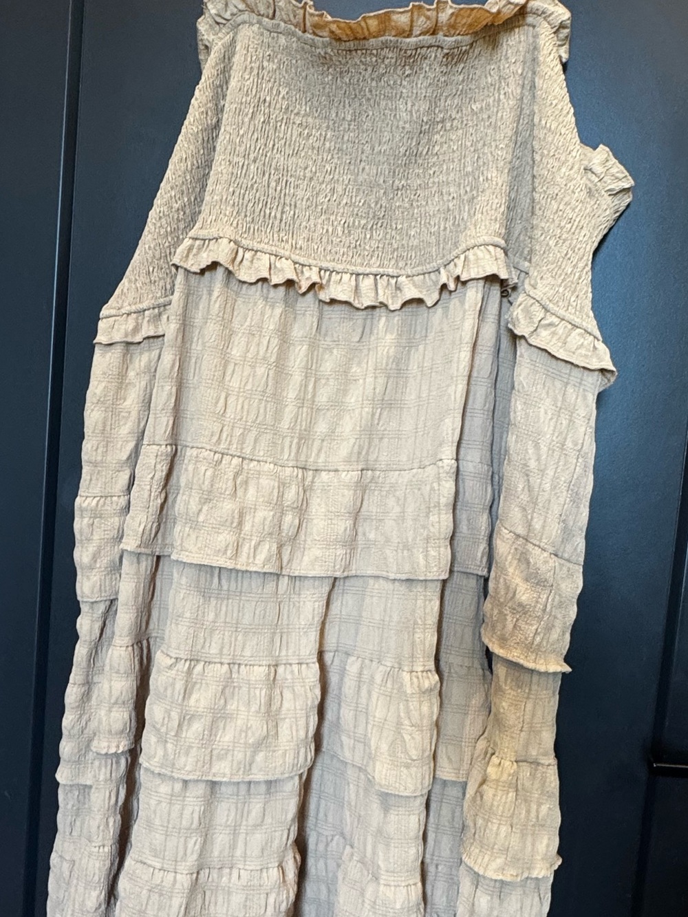 Light Cream Tiered Ruffle Maxi Dress - Picture 2 of 3
